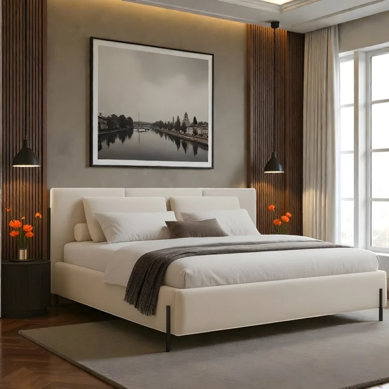 LuxeCloud Ivory Platform Bed