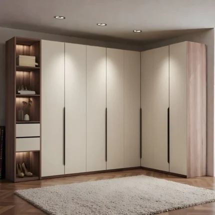 LuxeCorner Beige LED Wardrobe