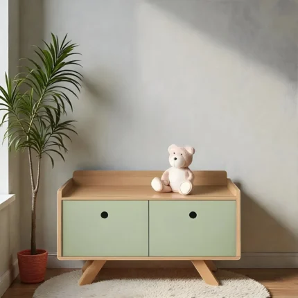 Mint Angled Kids Storage Cabinet