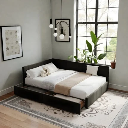 Noir Haven Corner Storage Daybed