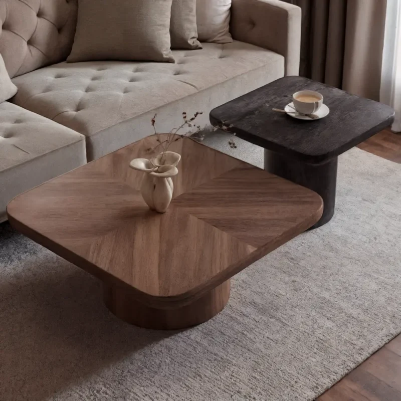 Parquet Pedestal Table Set