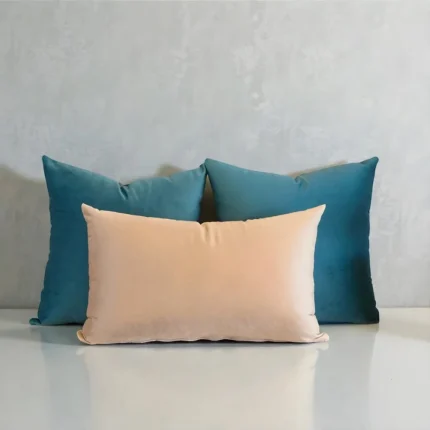 Peach Teal Velvet Cushion Set