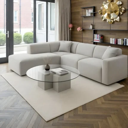 Pure Minimalist Light Grey Modular Sectional Sofa