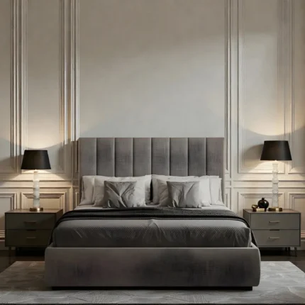 VelvetForge Charcoal Tufted Bed