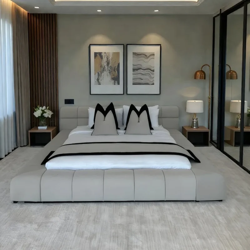 AuraPuff Light Gray Extended Platform Bed