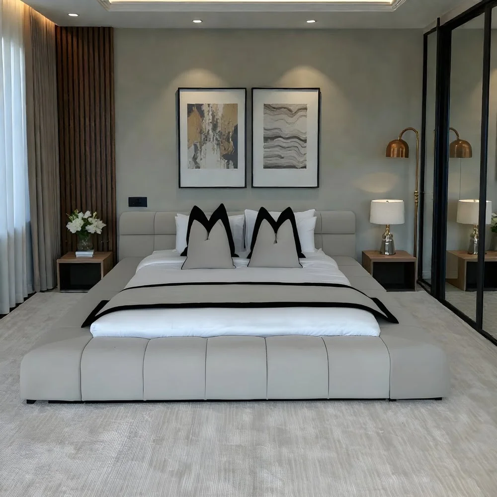 AuraPuff Light Gray Extended Platform Bed