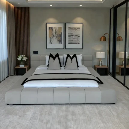 AuraPuff Light Gray Extended Platform Bed