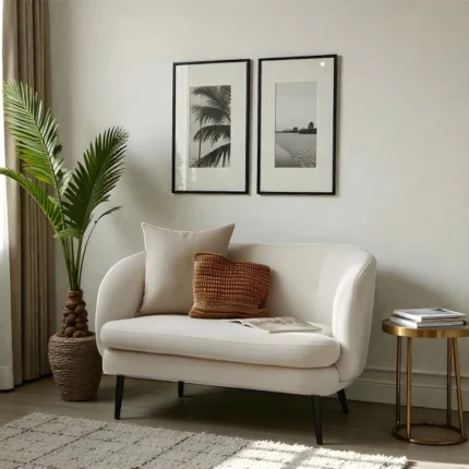 CloudCurve Ivory Bouclé Loveseat