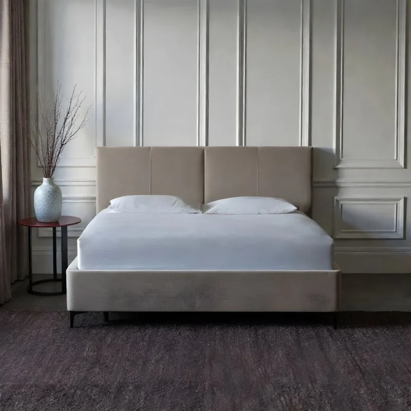 ElegancePanel Taupe Platform Bed