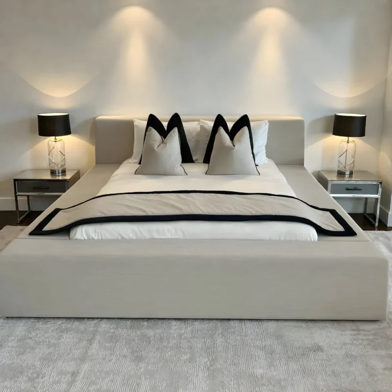 GrandAura Beige Extended Platform Bed