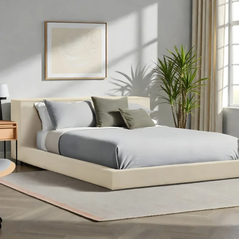 SerenityWing Ivory Platform Bed