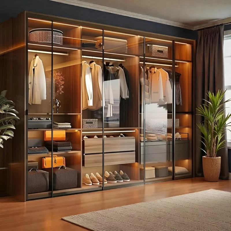 Elegant LED Glass Wardrobe Closet