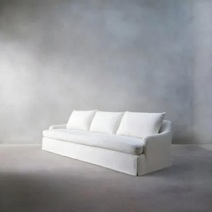 LuxeBoucle Ivory Three-Seater Sofa