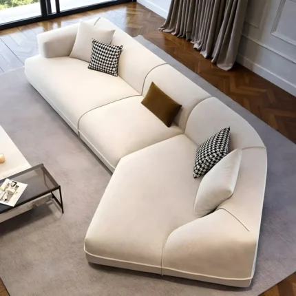 LuxeFlow Beige Curved Modular Sectional Sofa
