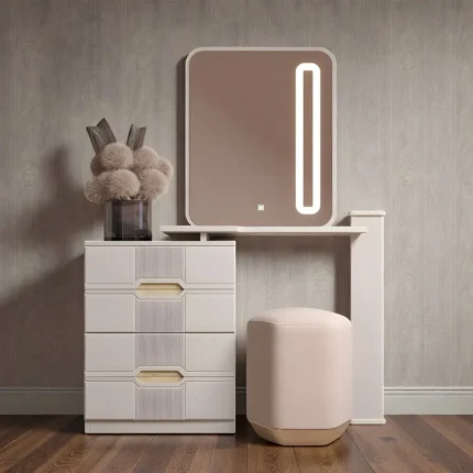 LuxeGlow Beige LED Vanity Table