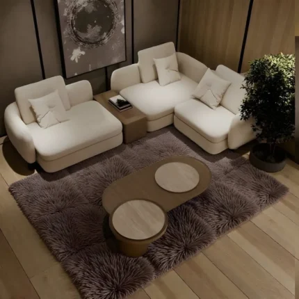 LuxeModular Beige Bouclé Sectional Sofa