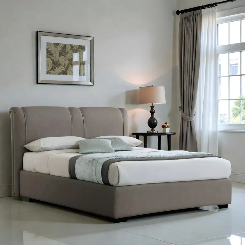 Serenity Grey Tufted Upholstered Platform Bed