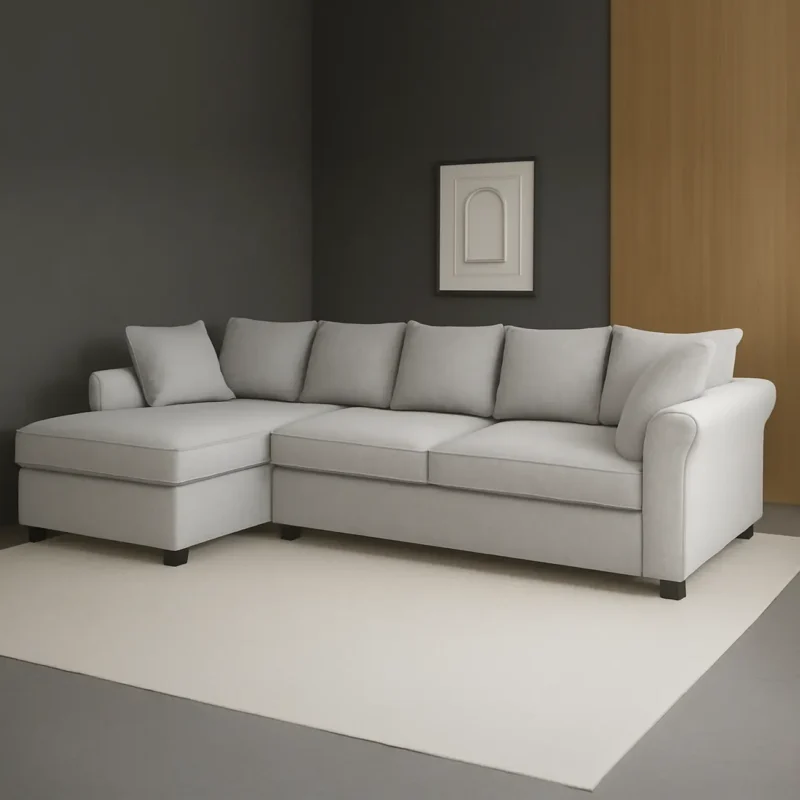 SerenityLuxe Grey L-Shaped Sectional Sofa