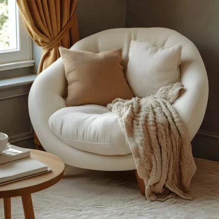 Luna Bouclé Lounge Chair – Creamy White