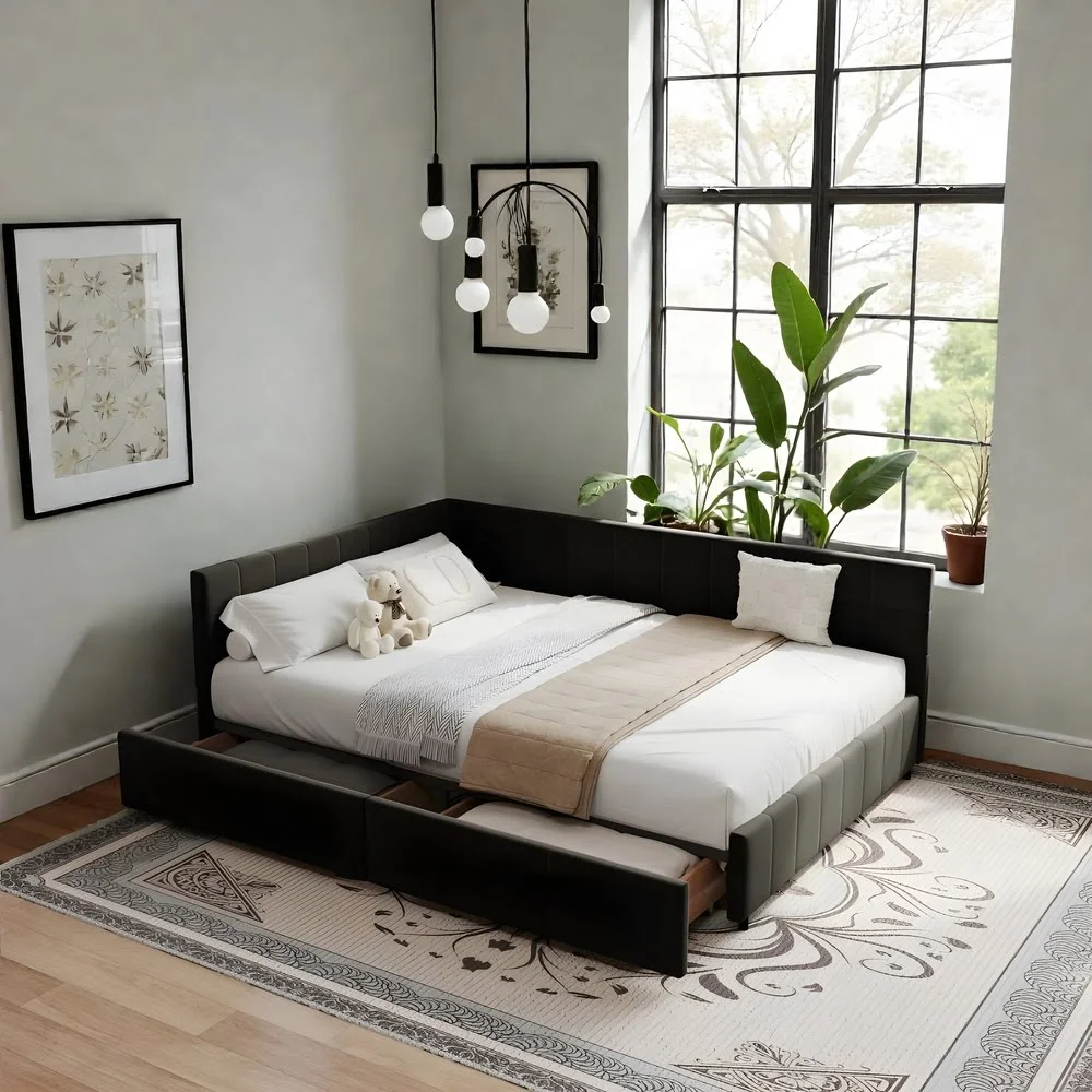 Noir Haven Corner Storage Daybed