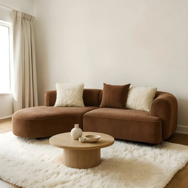 Brown Chaise Sofa for Modern Living Room