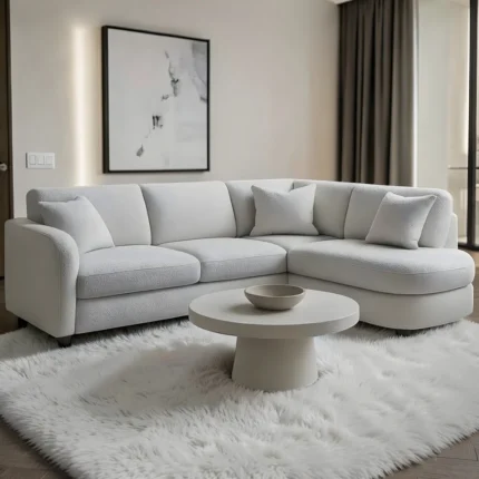 Ivory Sectional Chaise Sofa