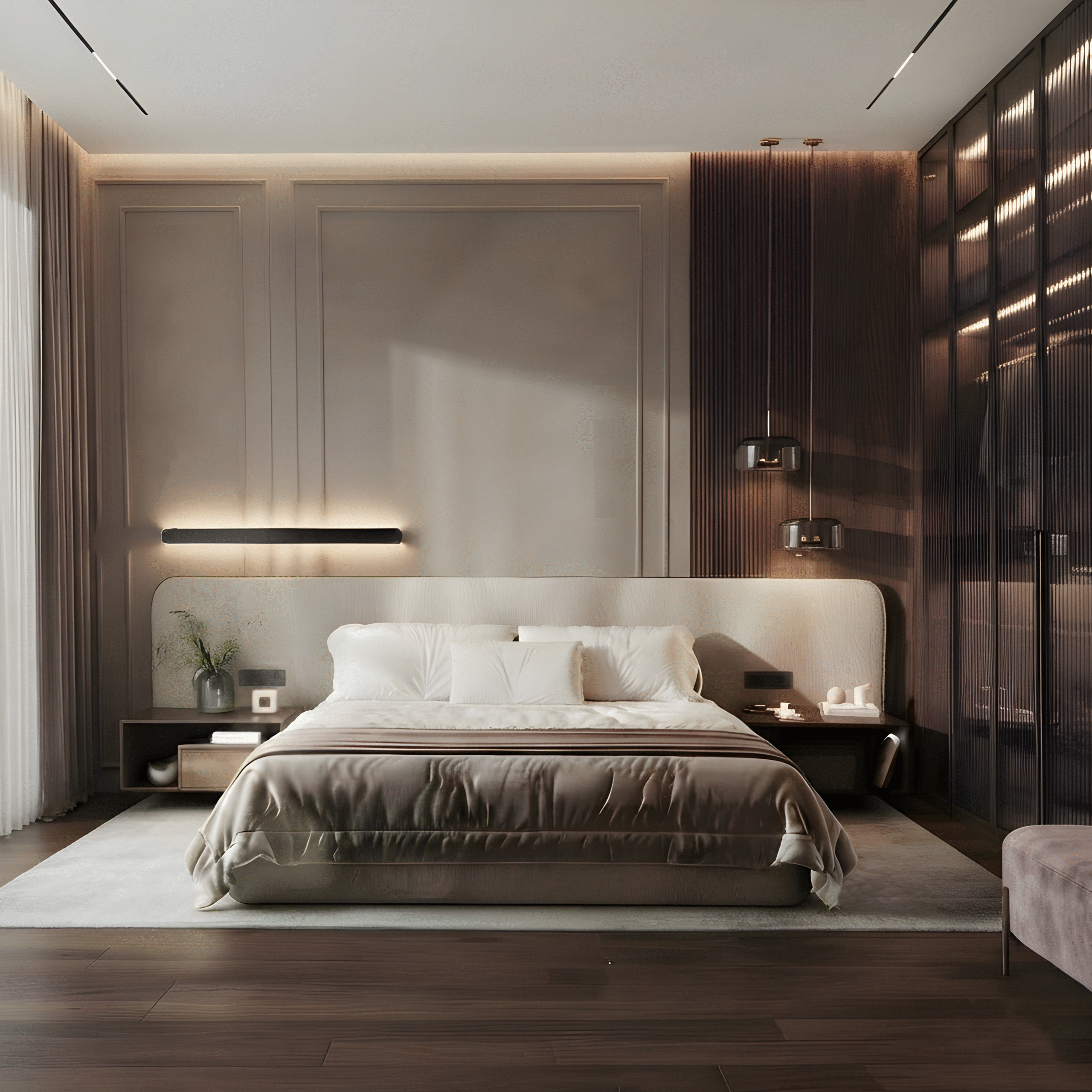 Modern Wingback Upholstered Platform Bed1 - UAE